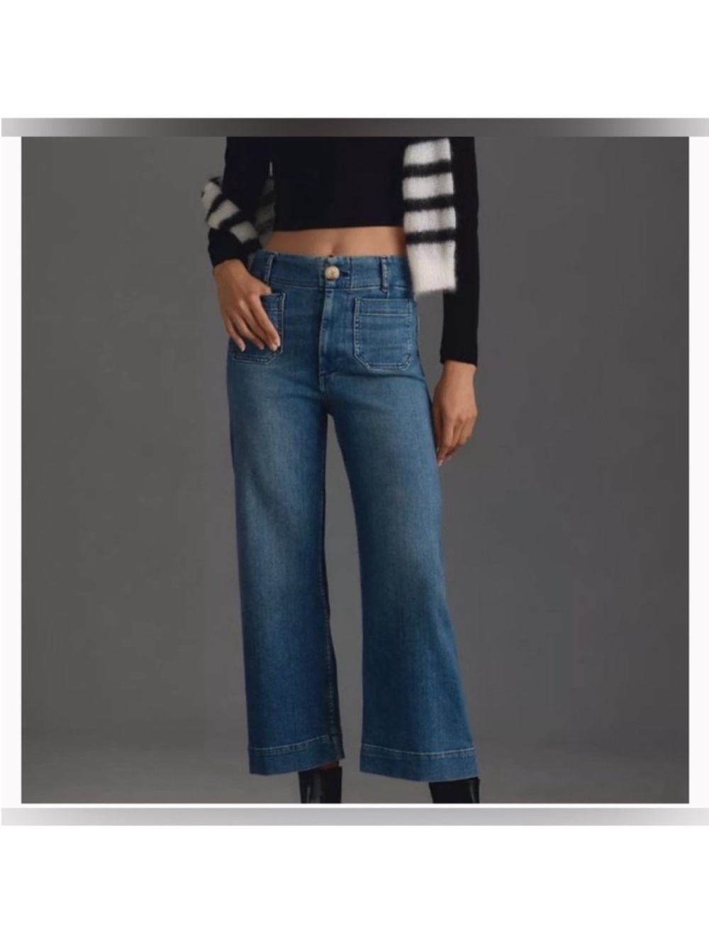 Maeve for Anthropologie High-Rise Wide-Leg Jeans in Medium Blue. Size 31